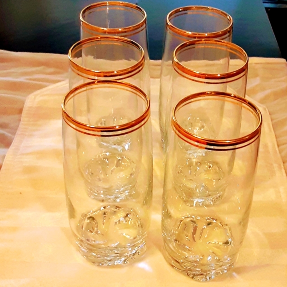Drinking Glasses LAV set 6 gold rimmed formal setting weddings an formal dinner